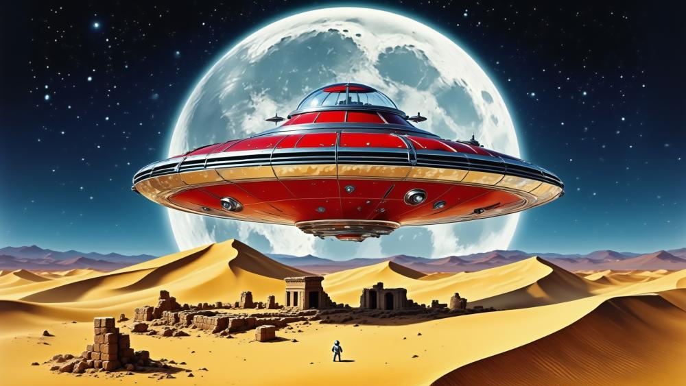 Old School Alien Spaceship wallpaper