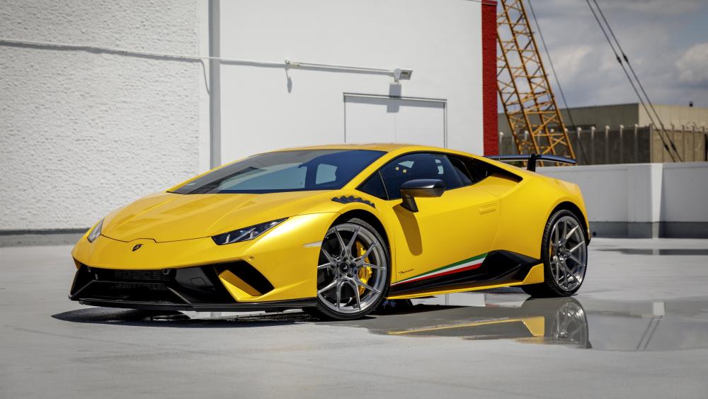 Yellow Lamborghini Huracan Stance in Crisp 5K Detail wallpaper