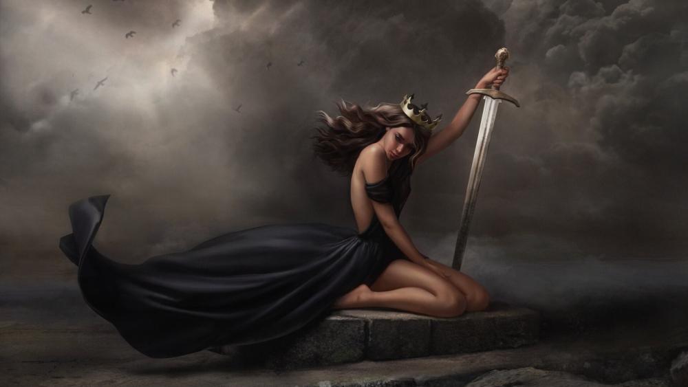 Storm Crowned Swordbearer in Twilight Skies wallpaper