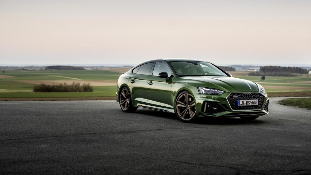 2025 Audi RS5 Sportback in Metallic Green 4K Elegance wallpaper