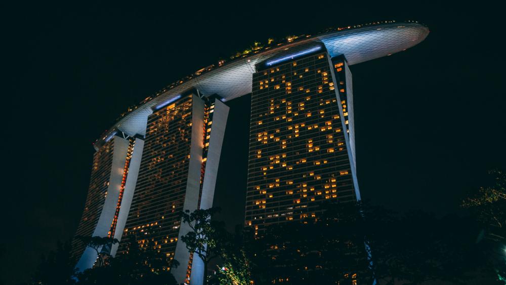 Marina Bay Sands Night Skyline Glow Over Singapore wallpaper