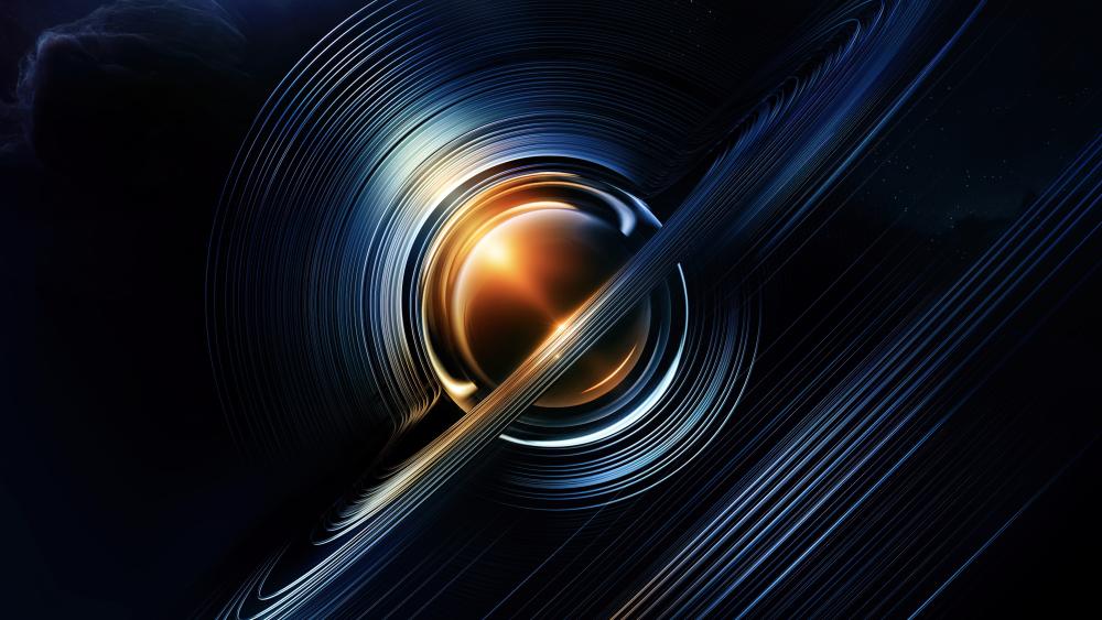 Celestial Rings of Light in a Deep Space Vortex wallpaper