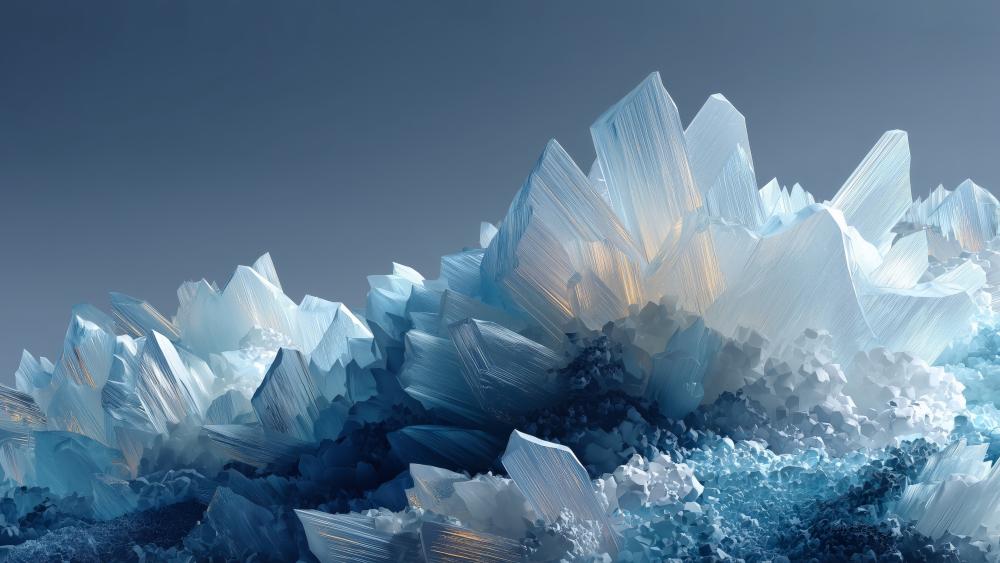 Glacial Crystal Bloom in Soft Blue 4K Abstract wallpaper