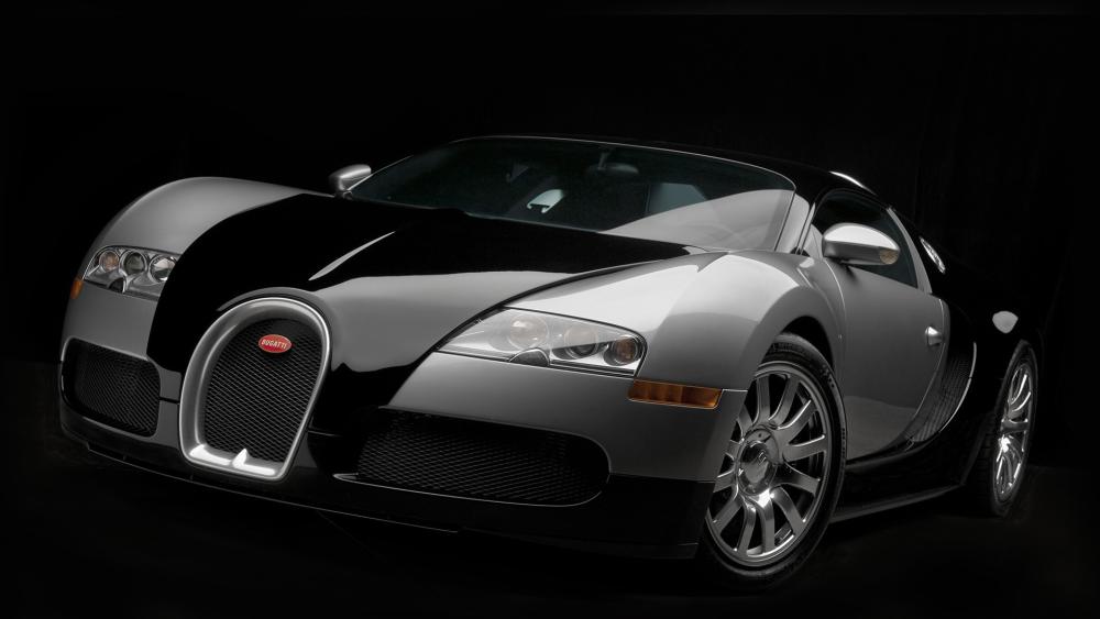 Bugatti Veyron in Shadowed Studio Black Background Wallpaper wallpaper