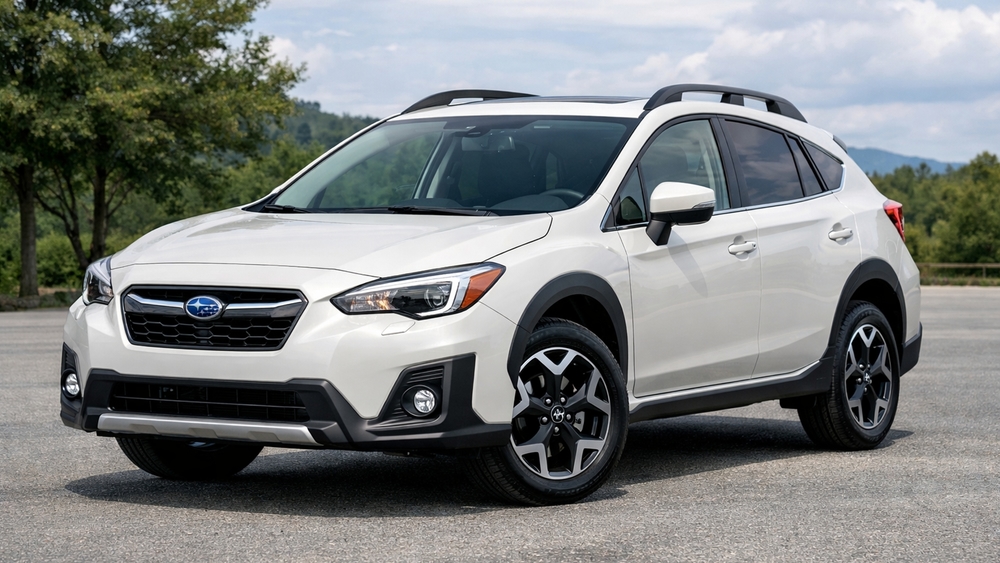 Pearl White Subaru Compact SUV Ready for Mountain Roads wallpaper
