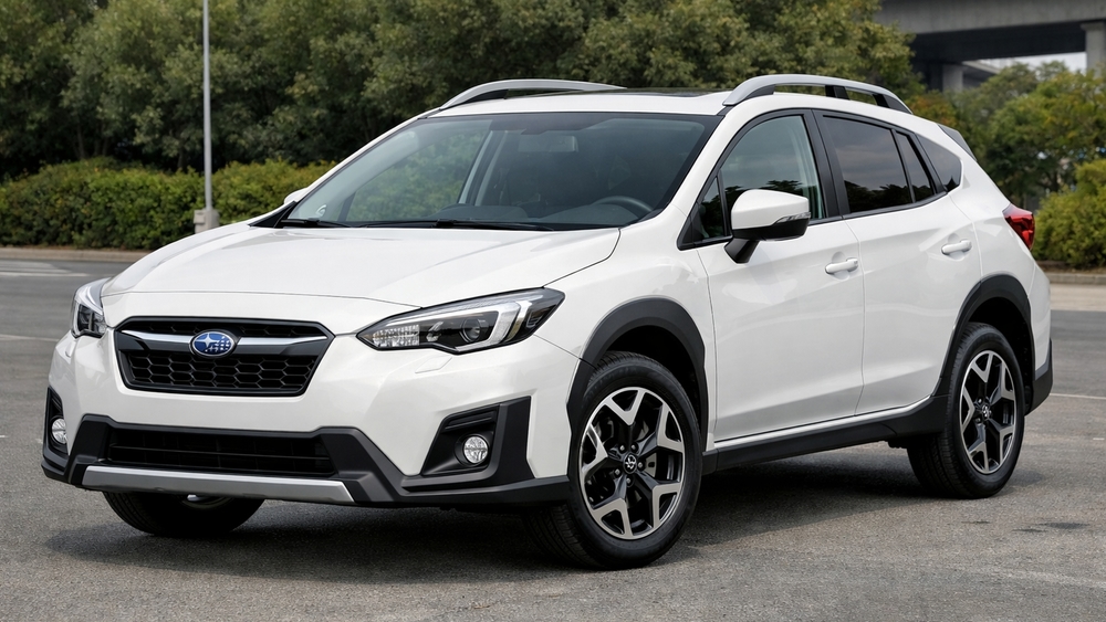 Sleek White Subaru Compact SUV Ready for Urban Adventures wallpaper