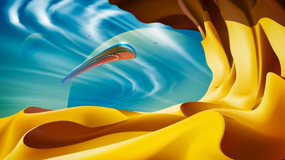 Sapphire Sky Desert Wave Surreal Abstract Landscape 4K Wallpaper wallpaper