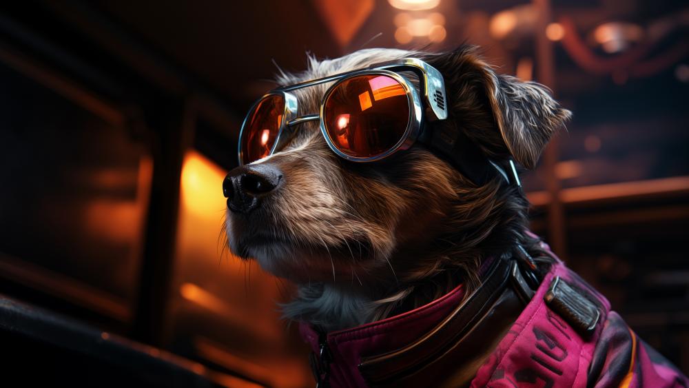 Cool Canine Pilot in Retro Goggles and Pink Jacket 4K wallpaper