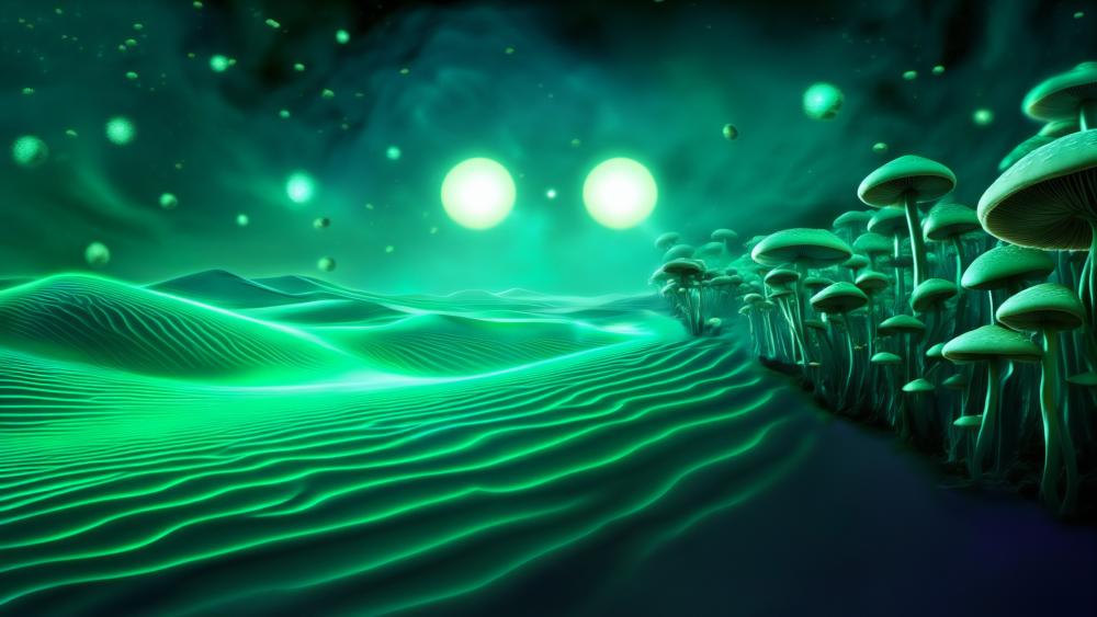 Green Fungal World wallpaper