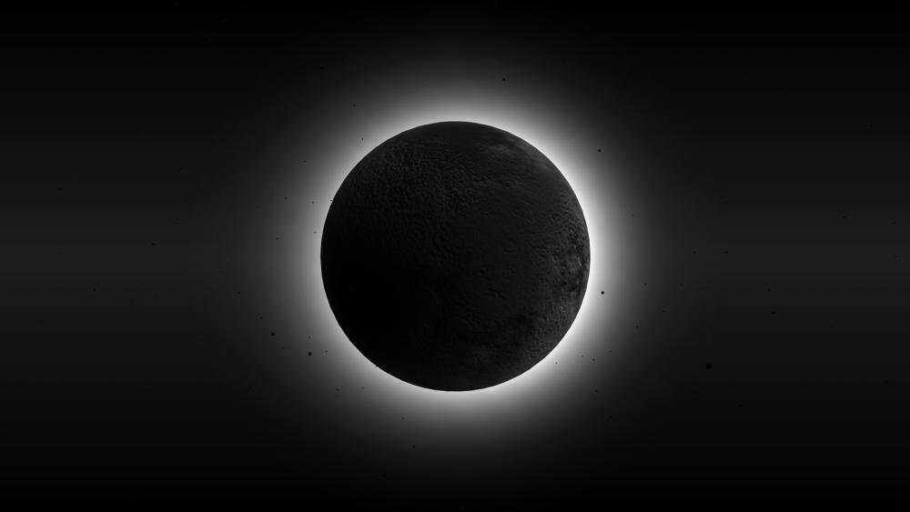 Monochrome Lunar Eclipse Halo in Deep Night wallpaper