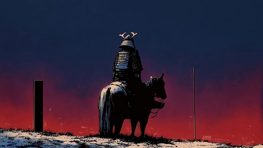Midnight Samurai Rider in Oriental Neon Dusk 4K Anime Art wallpaper