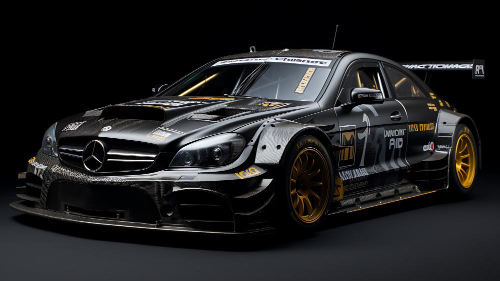 Stealth Black Mercedes Race Car in 5K AI Style wallpaper