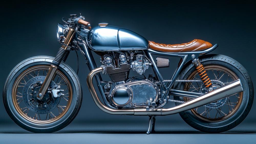 Chrome Café Cruiser in Studio Light 4K AI Wallpaper wallpaper