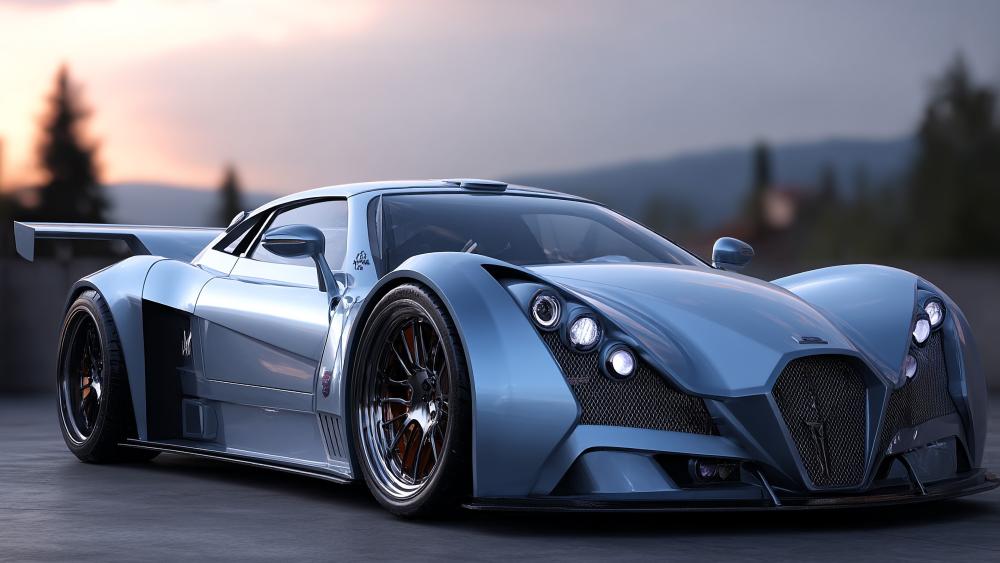 Midnight Steel Supercar Dreamscape in 4K AI Art wallpaper
