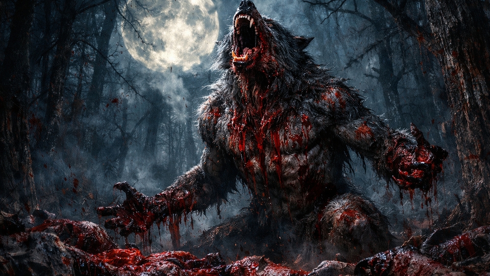 Blood Moon Howl of the Demon Wolf wallpaper
