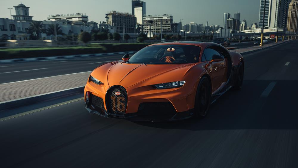 Bugatti Chiron Pur Sport Racing Through the City in 5K wallpaper