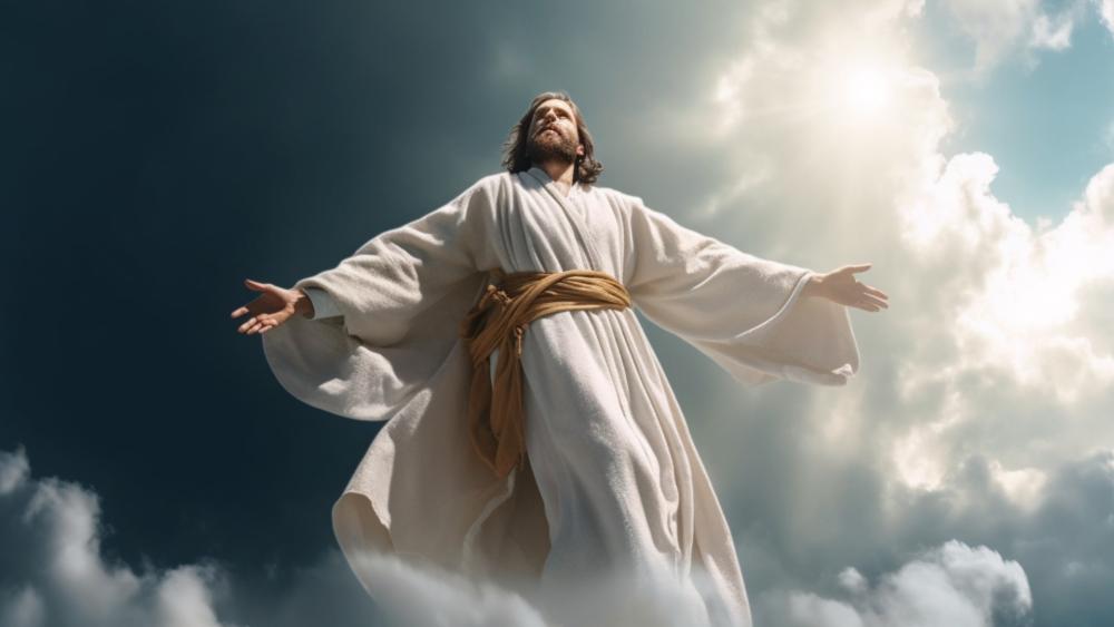 Radiant Ascension Blessing Among Celestial Clouds wallpaper