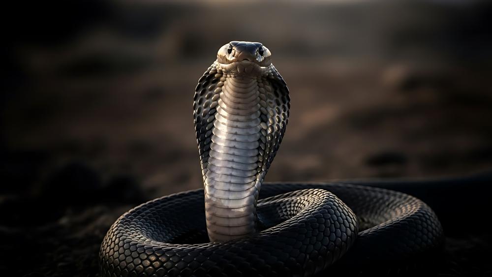 Majestic Black Cobra Rising in Dramatic 5K Detail wallpaper