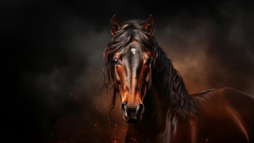 Majestic Dark Bay Horse Portrait in Cinematic 4K AI Art wallpaper