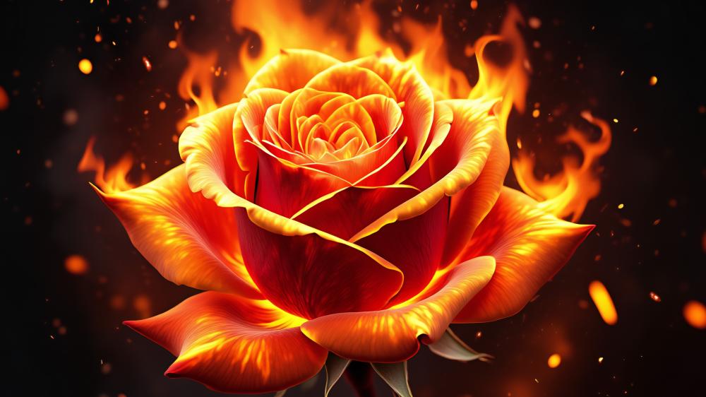 Fiery Rose wallpaper