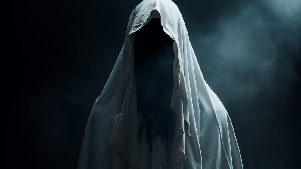 Faceless Wraith in Moonlit Shroud of Gothic Darkness wallpaper