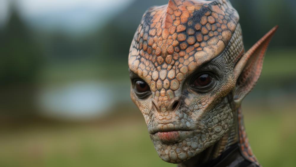 Alien Sentinel Portrait in Soft Earthlight wallpaper