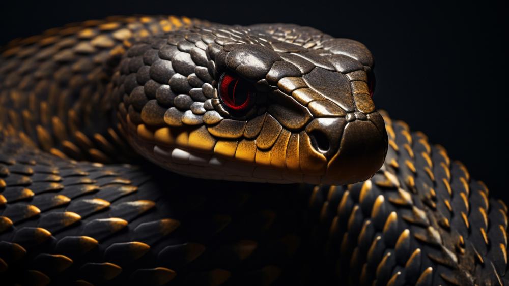 Midnight Serpent Closeup in 4K on Black Background wallpaper