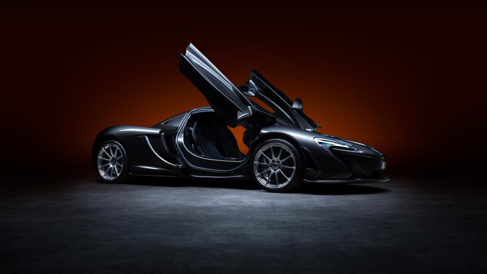 McLaren P1 Hypercar With Doors Up In Dramatic Studio Glow wallpaper