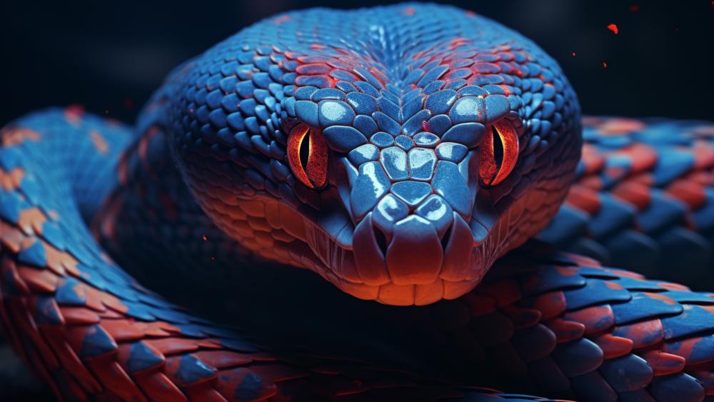 Crimson Eyed Serpent in Midnight Glow 4K AI Art wallpaper