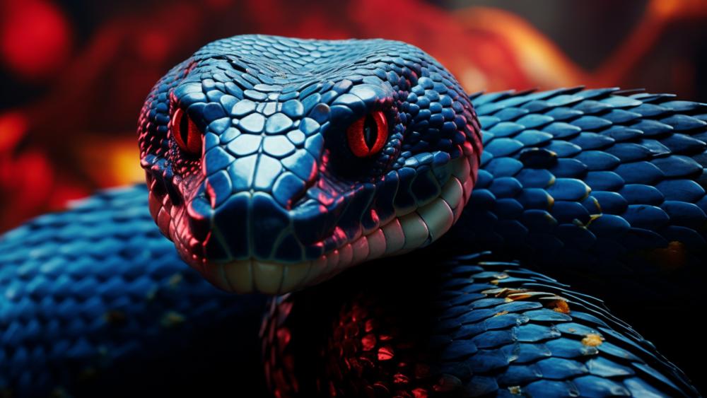 Crimson Gaze Blue Serpent Ultra Detailed 4K AI Art Wallpaper wallpaper