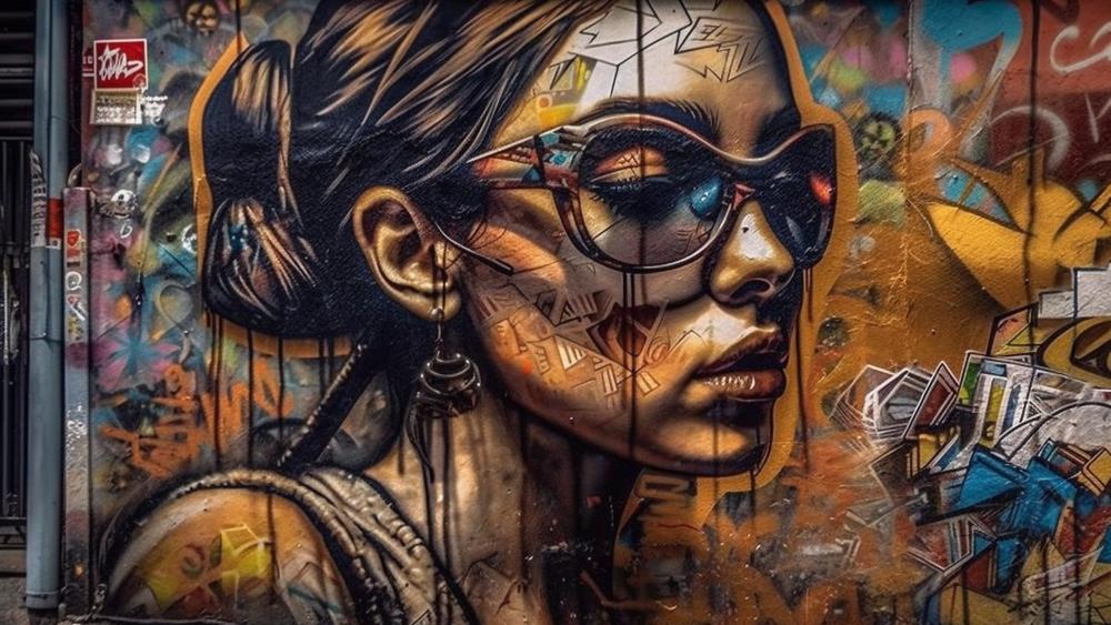 Neon Graffiti Muse in 4K Street Art Abstraction wallpaper