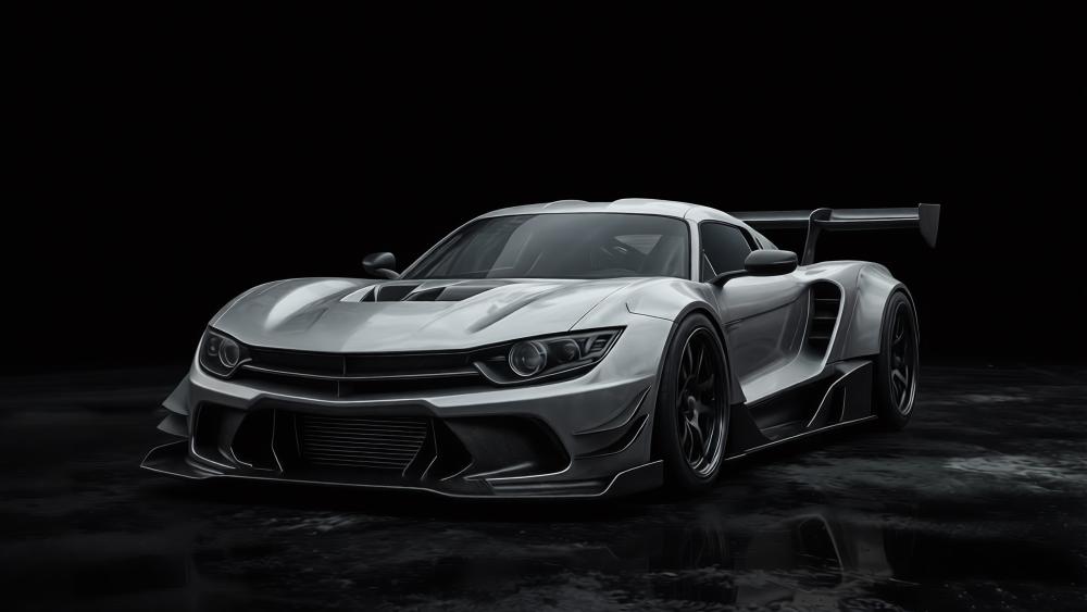 Stealth Silver Supercar in Dark Studio 4K AI Art Wallpaper wallpaper