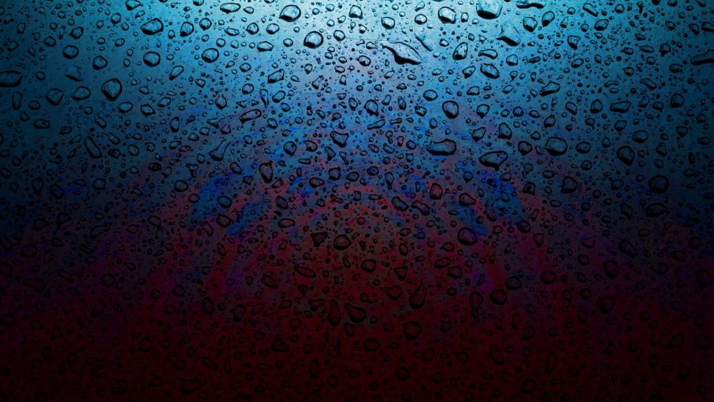 Midnight Drizzle Droplets on Blue to Crimson Gradient Glass wallpaper