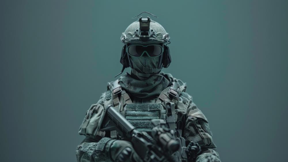Elite Masked Infantry Soldier in Tactical Gear 5K Wallpaper wallpaper