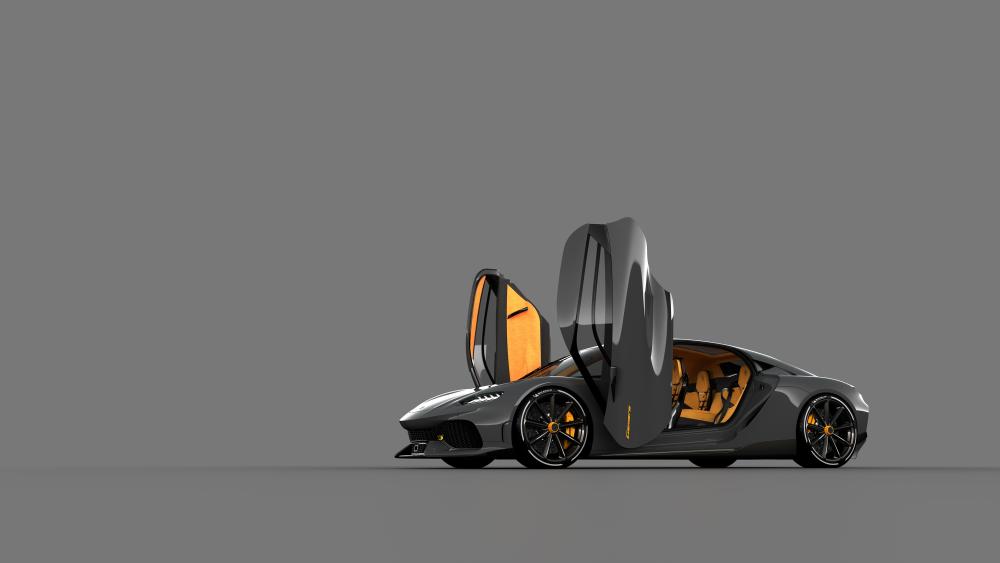 Minimal Koenigsegg Gemera Supercar with Open Doors in Clean 4K wallpaper