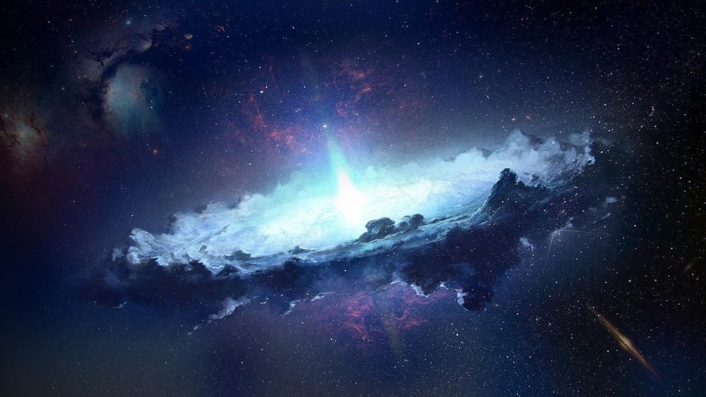 Luminous Galactic Rift Over a Silent Starfield wallpaper