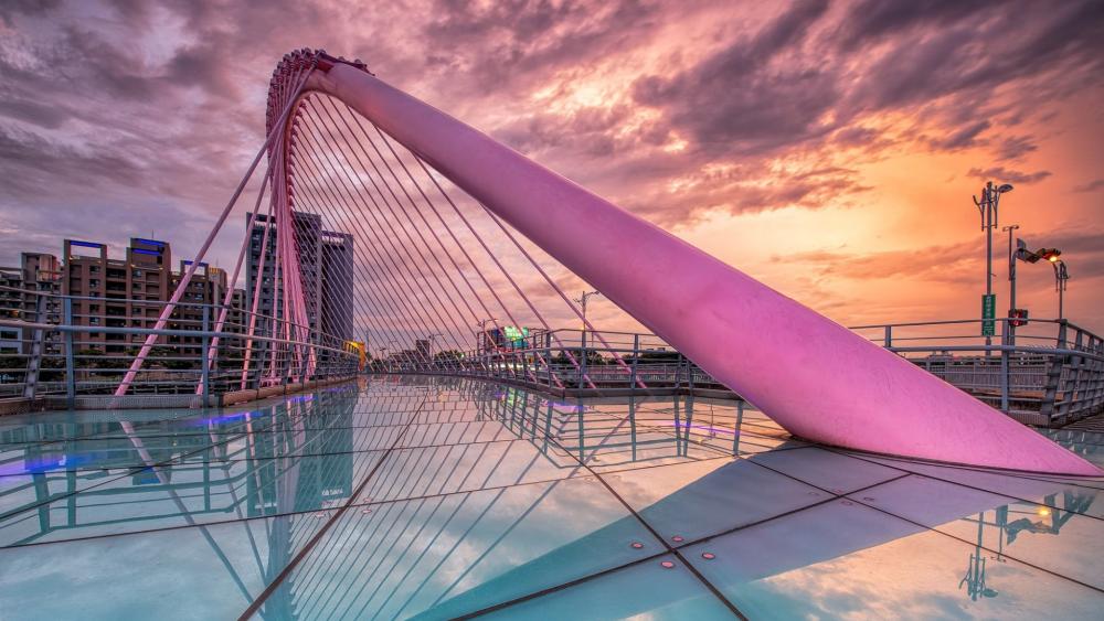 Sunset Symphony Over Lovers Bridge Taipei wallpaper