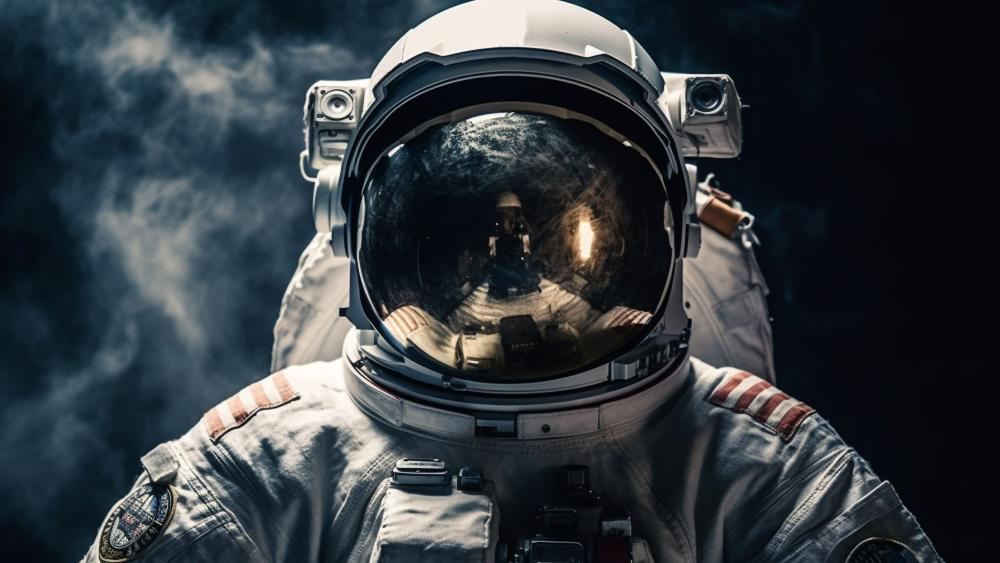 Silent Astronaut Portrait Drifting Through Cosmic Smoke in 5K wallpaper