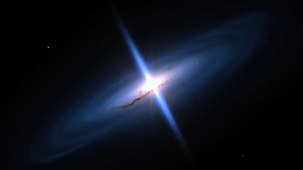 Radiant Quasar Beam Cutting Through the Cosmic Darkness wallpaper