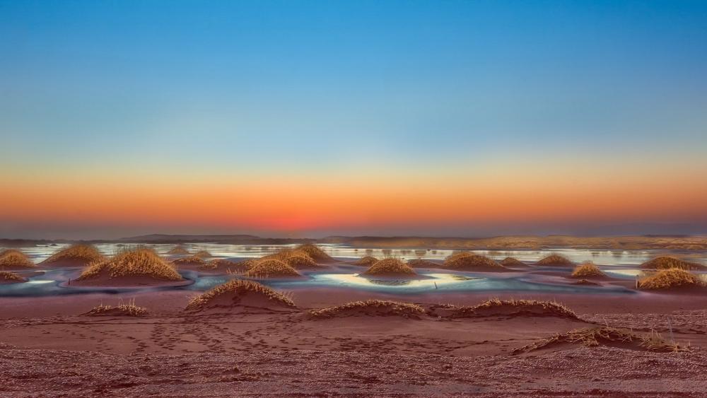 Pastel Horizon over Stokksnes Coastal Dunes Iceland wallpaper