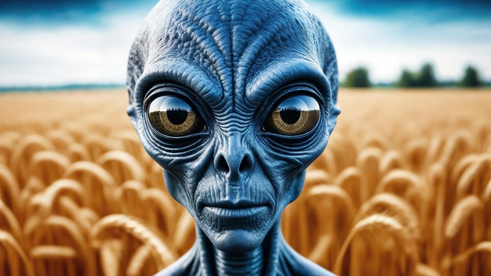 Starlit Visitor Over Golden Wheat Fields in Ultra Detailed 4K wallpaper