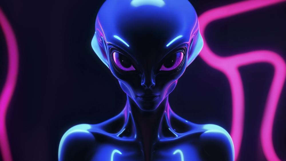 Neon Starlight Alien Emissary in Ultra HD wallpaper