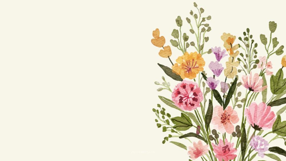 Soft Watercolor Wildflower Bouquet on Clean White Background wallpaper