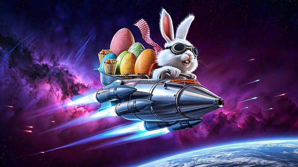 Easter Bunny's Space Voyage wallpaper