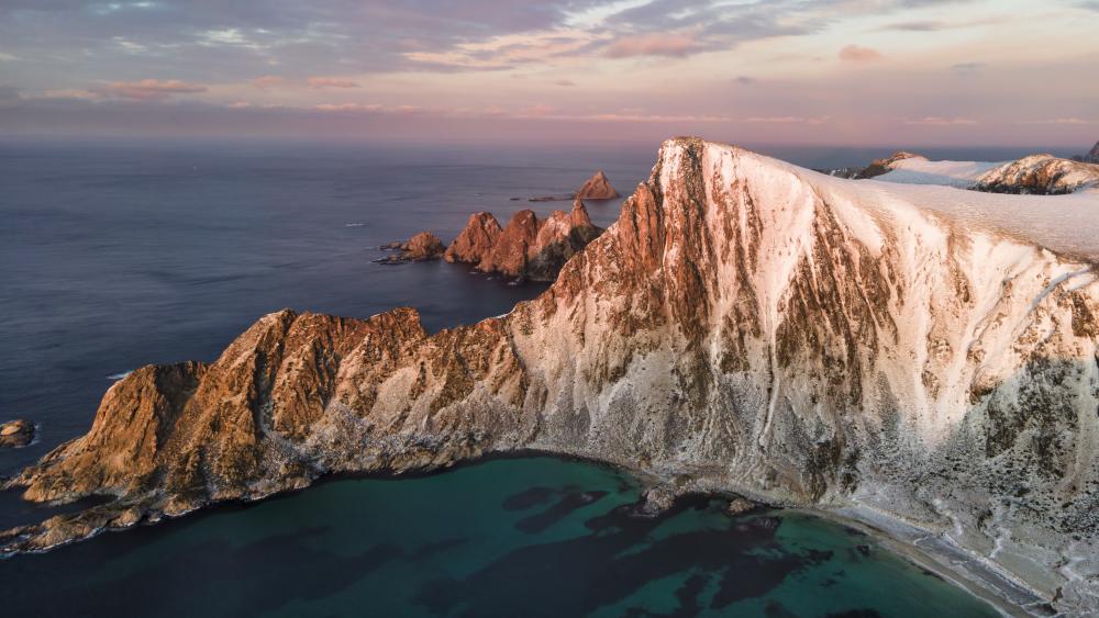 Winter Light Over The Needles Cliffs And Atlantic Blue wallpaper