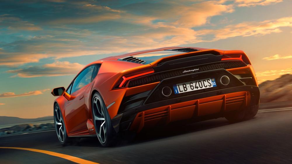 Sunset Sprint in a Lamborghini Huracán EVO wallpaper
