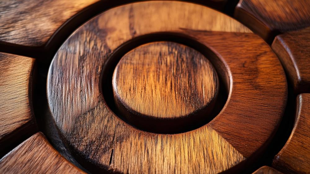 Carved Hardwood Rings in Warm Brown Abstract Texture wallpaper