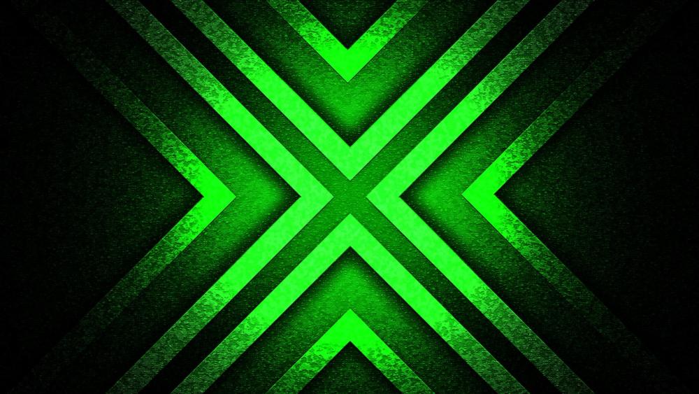 Neon Green Symmetry Triangles Forming a Bold Abstract X wallpaper