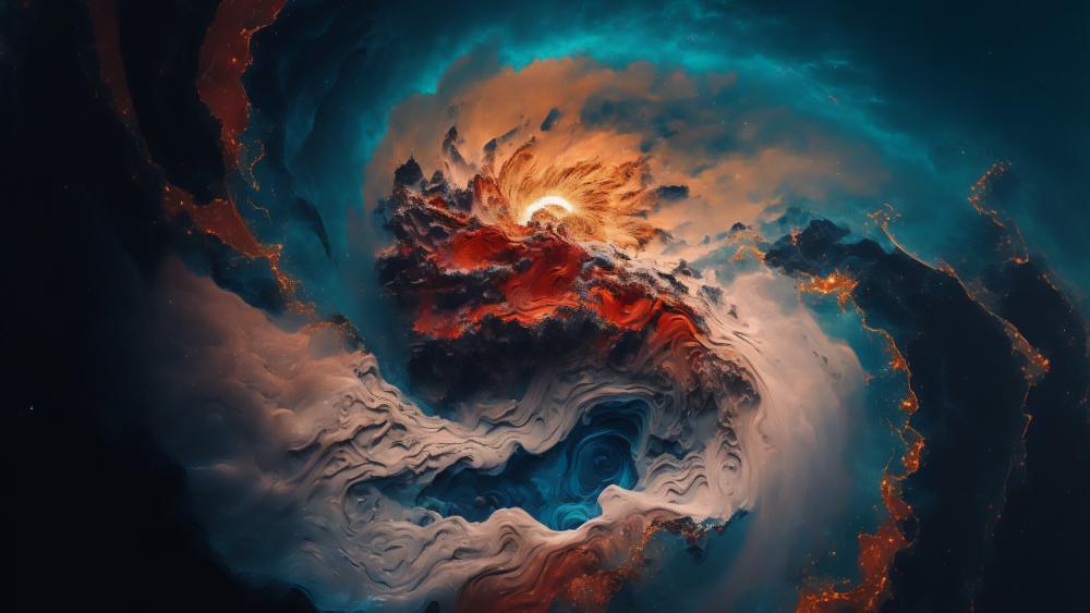 Starry Sky Molten Flames in Surreal Cosmic Fluid Motion wallpaper