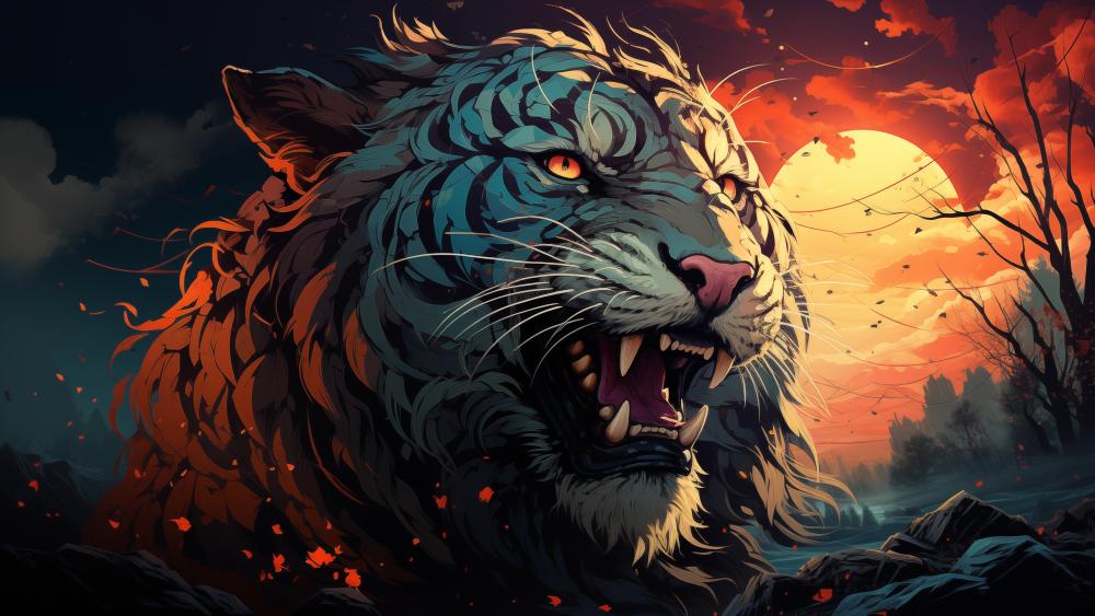 Infernal Sunset Roar of the Celestial Tiger wallpaper